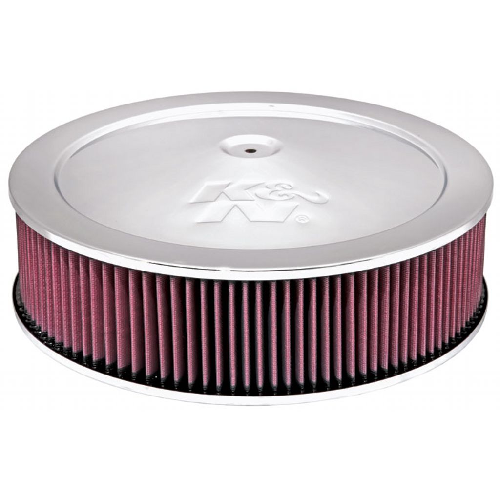 K&N 60-1290 Round Air Filter Assembly 5-1/8",14" X 3-3/4"H,1-1/4"DRP BSE Photo-0