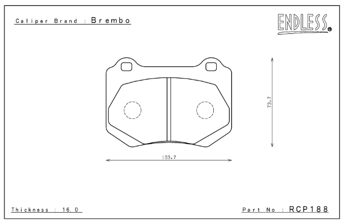 ENDLESS RCP188MX72 Rear brake pads SUBARU Impreza STI Brembo caliper Photo-0