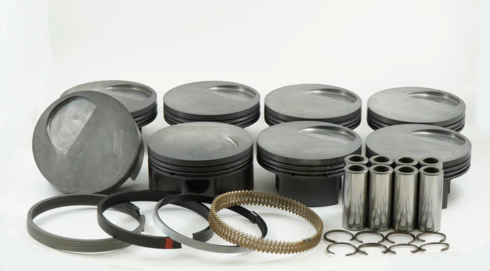MAHLE 930261890T Piston Kit with TBC (521cid 4.390 x 1.350CH, 4.300stroke, 6.800rod, 0.990pin, -5.6cc, 552g, 12.2CR, 2618) for FORD Big Block Photo-0