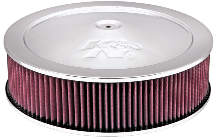 K&N 60-1290 Round Air Filter Assembly 5-1/8",14" X 3-3/4"H,1-1/4"DRP BSE Photo-0
