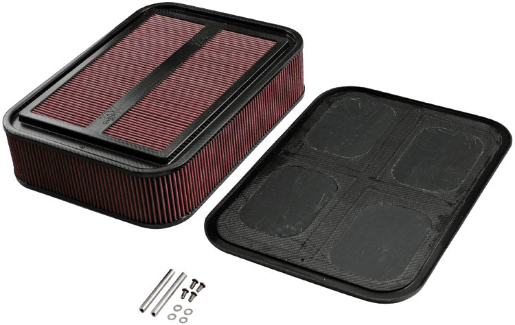 K&N 100-8592 Custom Racing Assembly CARBON FIBER; LARGE 4" AIR BOX, W/BASE & HARDWARE Photo-0