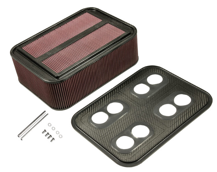 K&N 100-8562 Custom Racing Assembly CARBON FIBER; AIR BOX; LARGE, W/BASE (PRE CUT HOLES W/HARDWARE) Photo-1