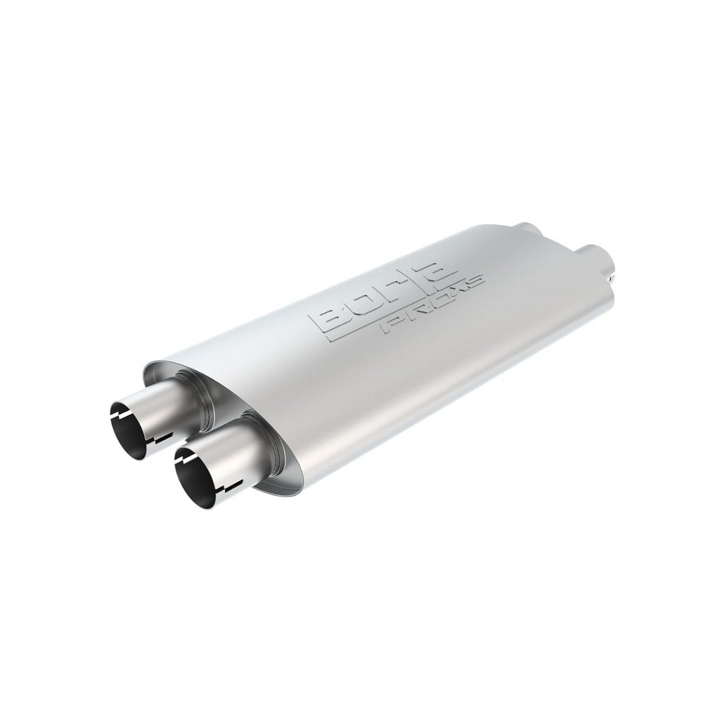 BORLA 400492 UNIVERSAL Performance Muffler, oval, silver ProXS, dual In / Out 2.25" (57 mm) Photo-0