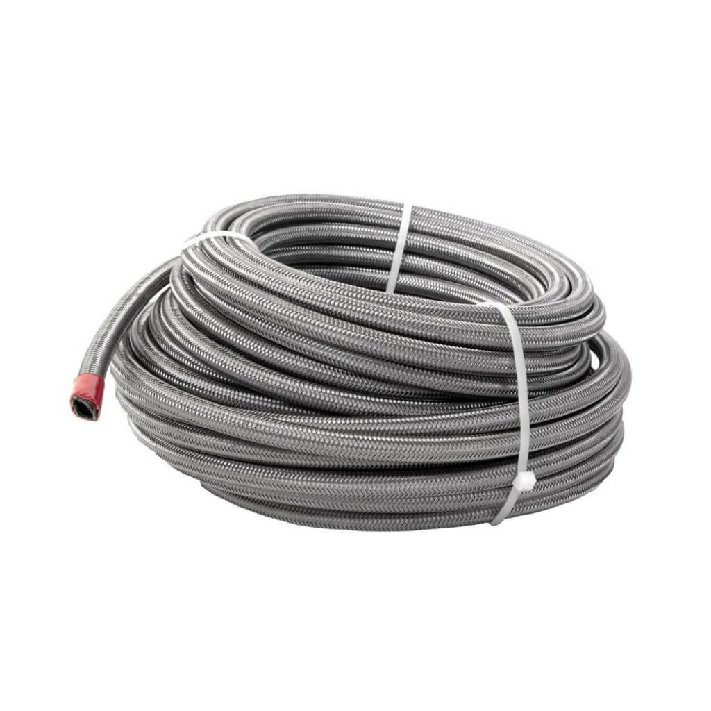 AEROMOTIVE 15304 Hose, Fuel, PTFE, Stainless Steel Braided, AN-08 x 4' Photo-0