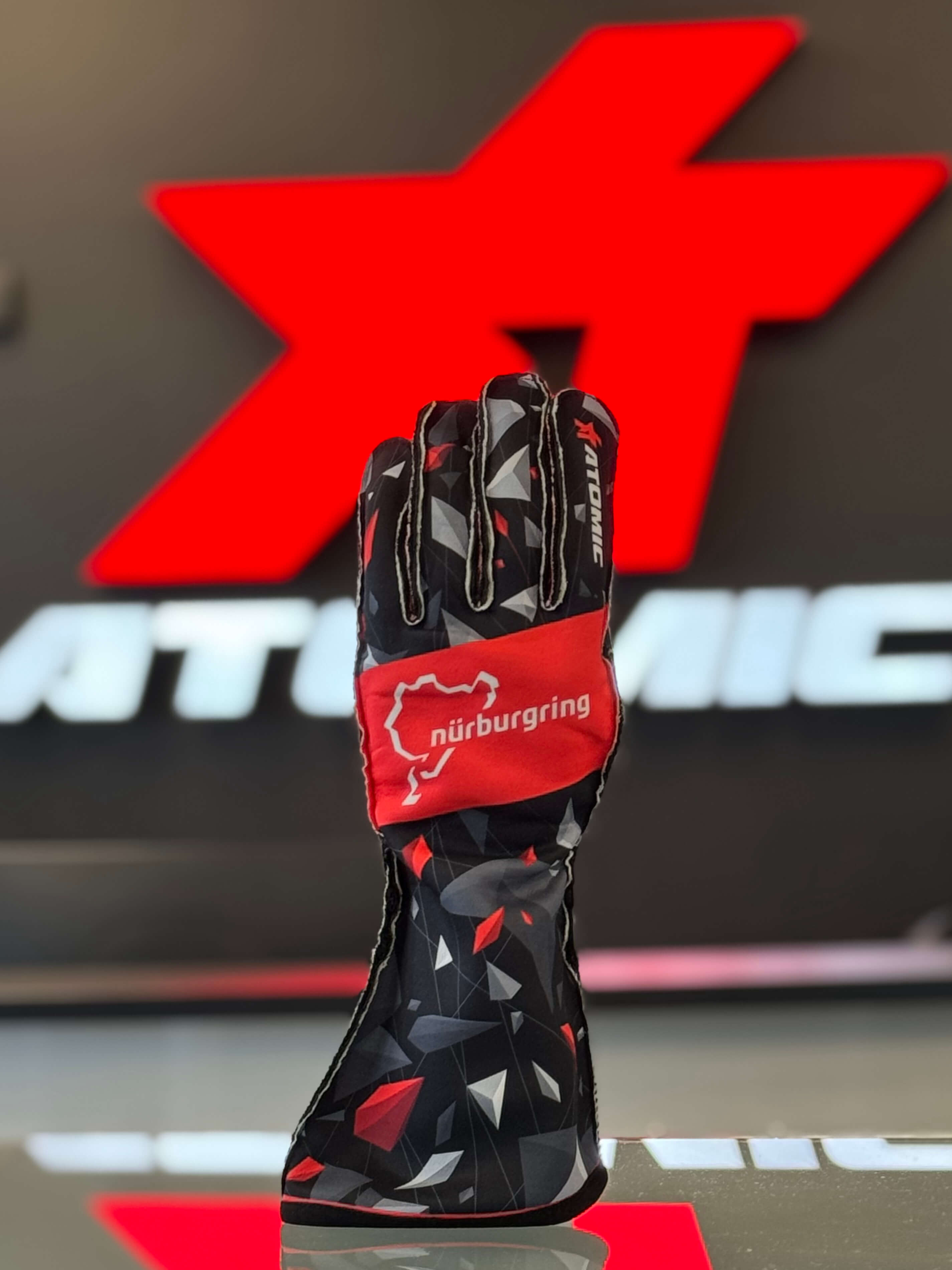 ATOMIC R82-500-L Racing Gloves Atomic Nürburgring Edition FIA 8856-2018 Black/Red Size L (Officially Licensed Nürburgring Product) Photo-0