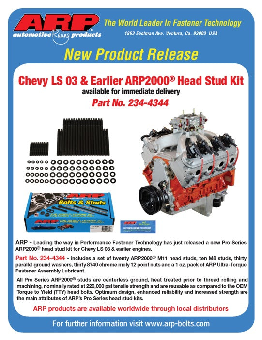ARP 234-4344 Head Stud Kit for Gen III LS Series small block (2003 & earlier). 4 short. 16 long. ARP2000. 12pt Photo-2