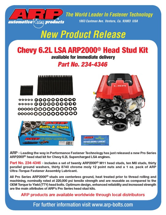 ARP 234-4346 Head Stud Kit for CHEVROLET LSA. ARP2000. 12pt Photo-2