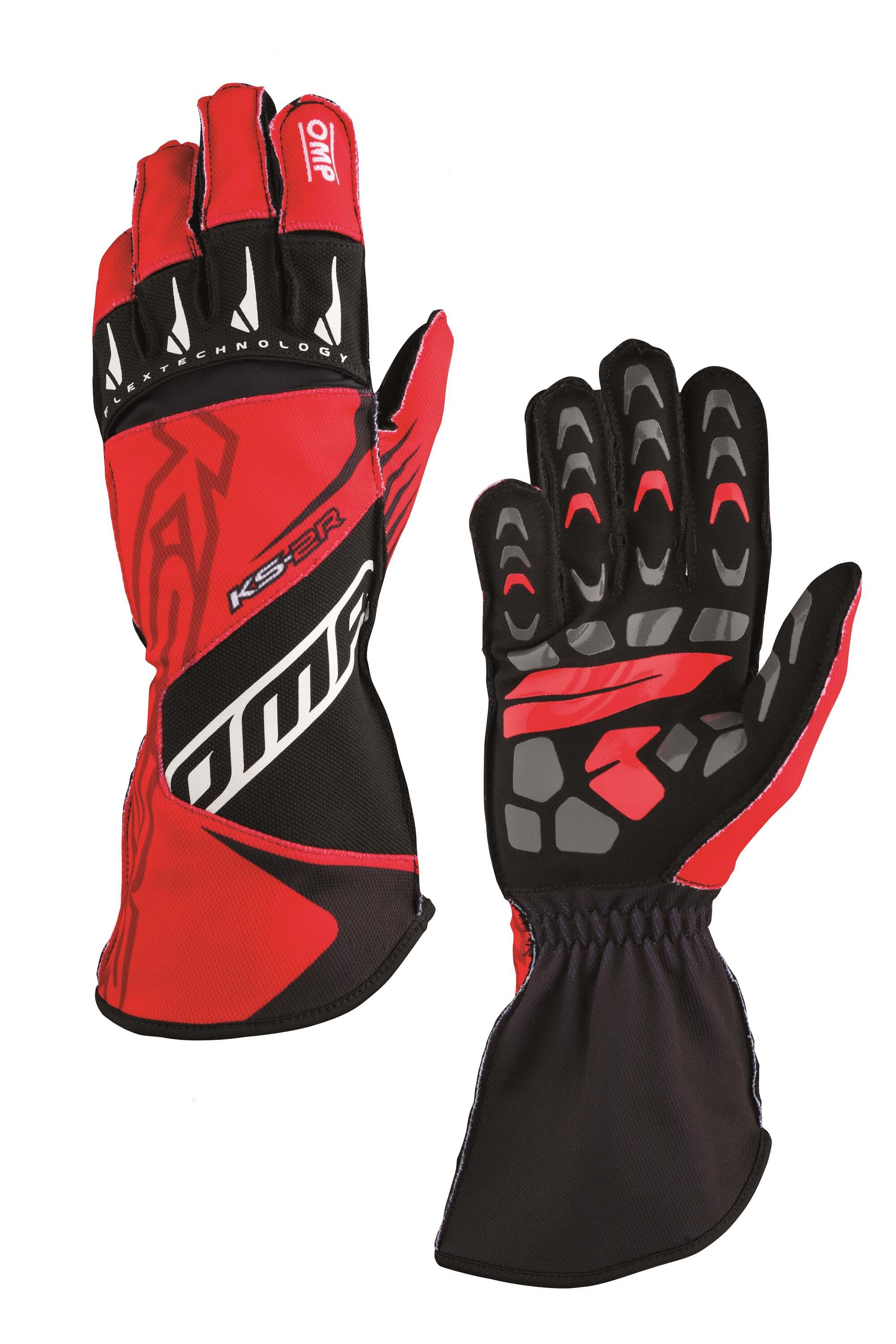 OMP KB0-2749-A01-060-004 Karting Gloves KS-2R MY2022 (for Kids), Red / Black, Size 4 Photo-0