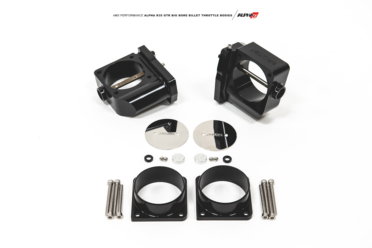 AMS ALP.07.08.0006-4 CNC Big Bore Throttle Body Set NISSAN R35 GT-R (With VIBRANT HD Flanges) Photo-0