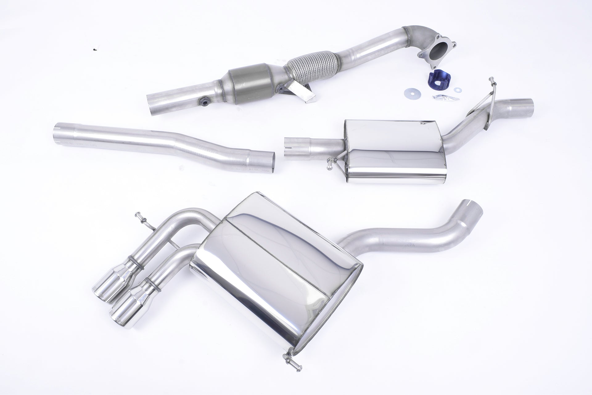 MILLTEK SSXAU044 Turbo-back including Hi-Flow Sports Cat Twin 76.2mm Jet AUDI A3 2.0T FSI quattro 5 door SportBack Photo-0