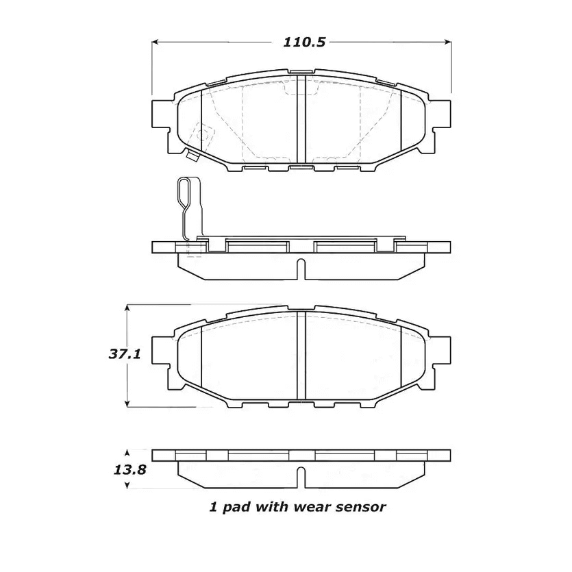 STOPTECH 308.11140 Rear Street Brake Pads with Shims & Hardware SCION/SUBARU BRZ/Crosstrek/Forester/FR-S 2005-2019 Photo-3