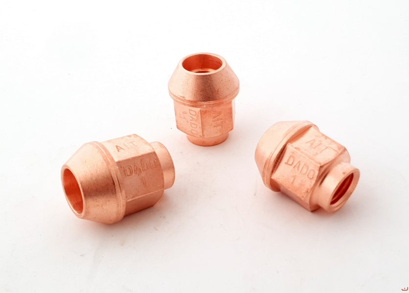 A.I.TECH AIT-DADO Steel coppered nut 12x1,25, ex 19mm, o.d. 23mm, conical SEAT, total lenght 27mm Photo-0