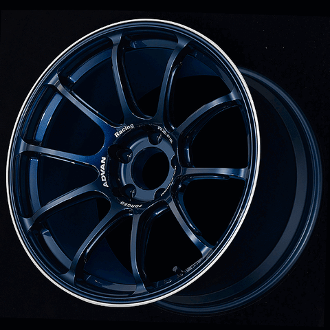 ADVAN YA28J44DDR Wheel V3336 RZ-F2 18X9,5 +44 5-100 Racing titanium blue and ring Photo-0