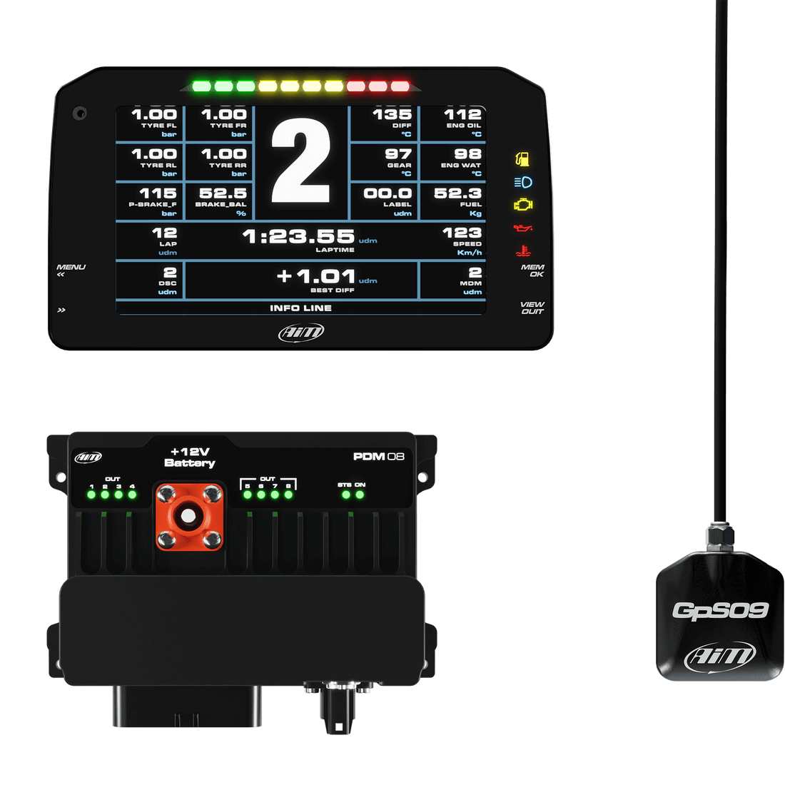 AIM PDM-8-6-I-CR4-XC1PDM08D06R400C2 PDM08 with 6" road icons display GPS data logging kit Photo-0