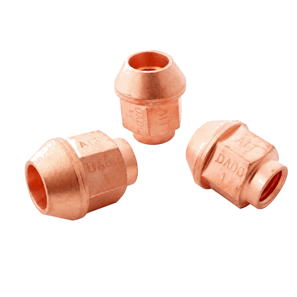 A.I.TECH AIT-DADO-1 Steel coppered nut 12x1,5, ex 19mm, o.d. 23mm, conical SEAT, total lenght 27mm Photo-0