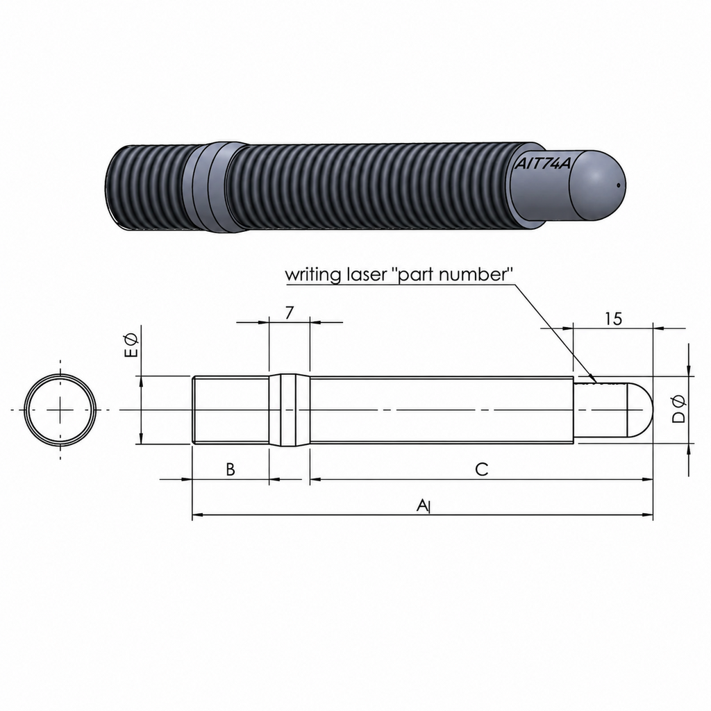 A.I.TECH AIT-76OP.EX Wheel stud 12x1,5 -12x1,5 L.76 for OPEL Photo-1
