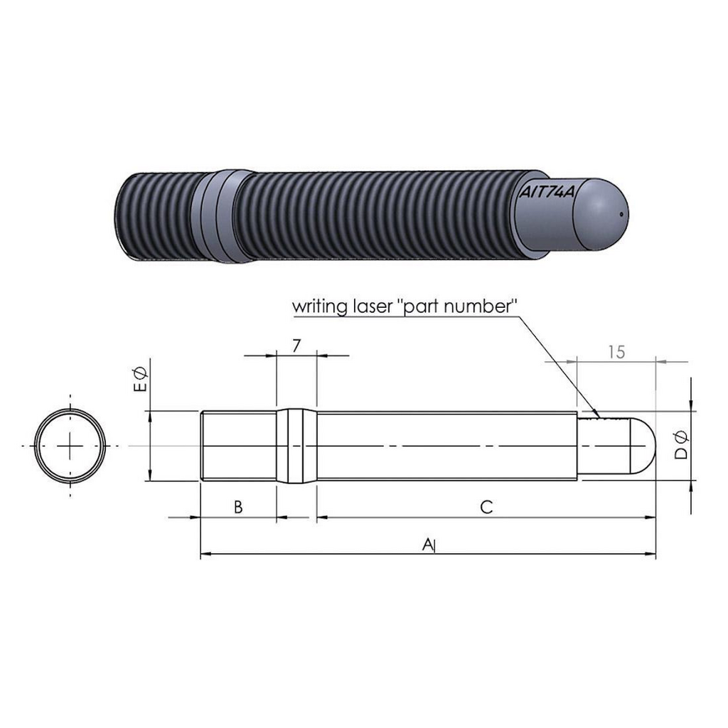 A.I.TECH AIT-102OP.EX Wheel stud 12x1,5 -12x1,5 L.102 for OPEL Photo-1