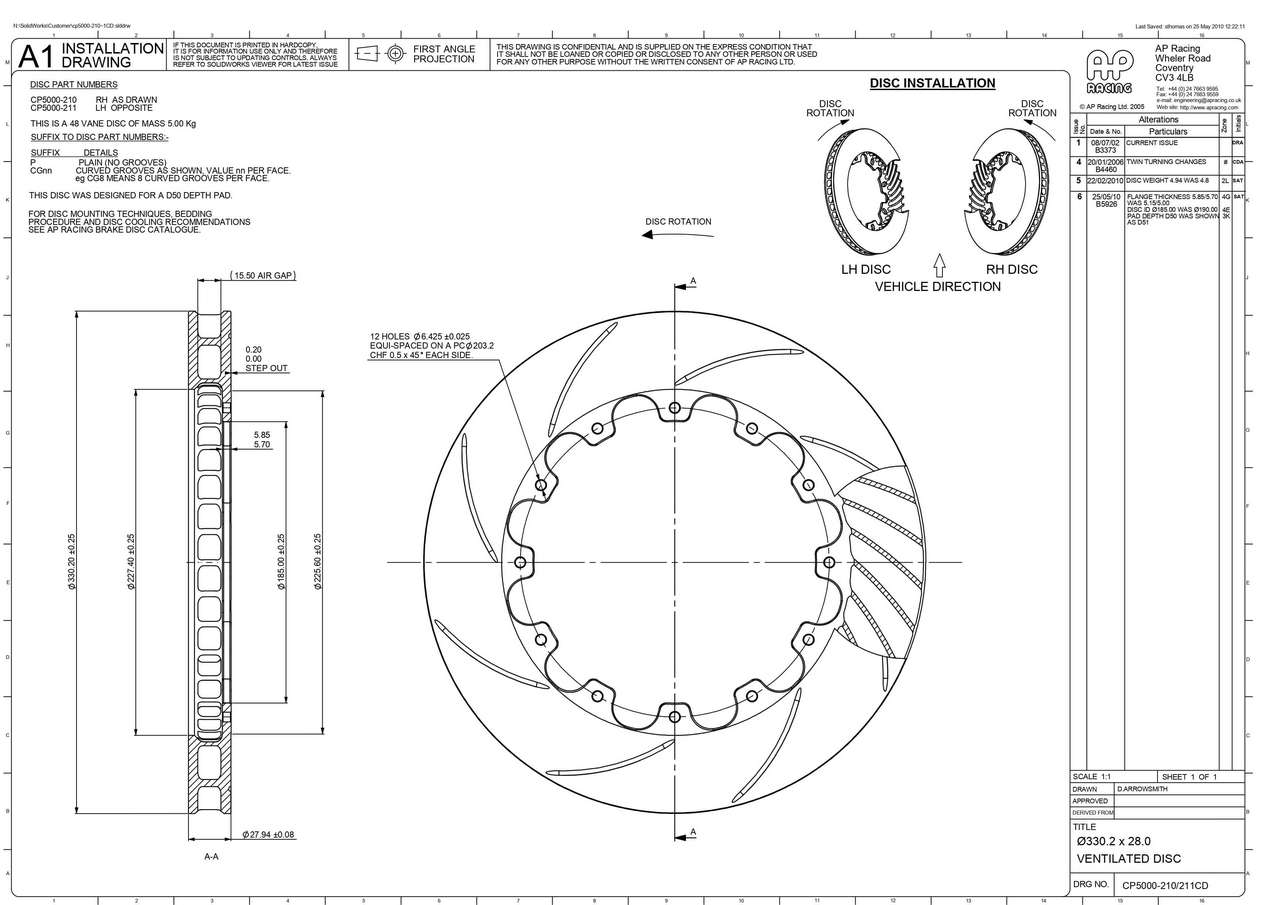 AP RACING CP5000-211CG8 VD-330x28L12Bx203,2D Photo-1