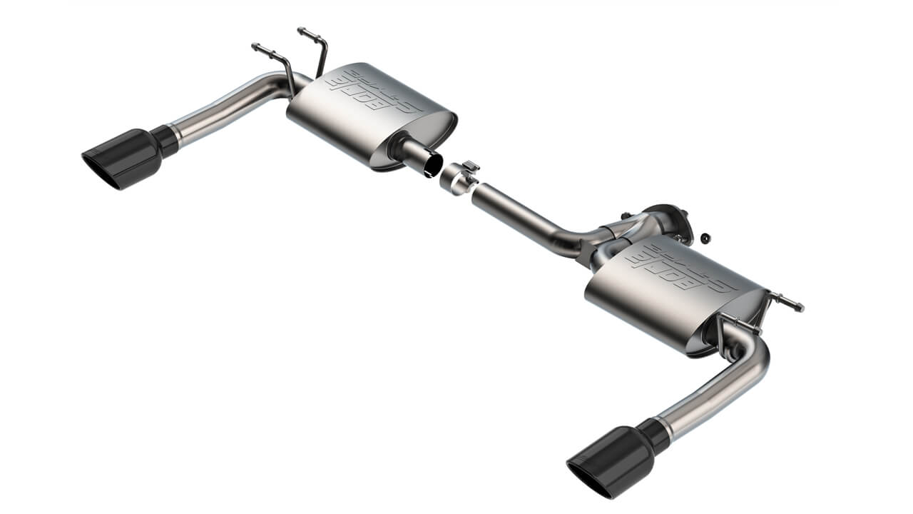 BORLA 11982BC Exhaust system Axle-Back 2.25", 2" S-TYPE S RD RL AC BC SR Tip: 4" RD X 8" Black chrome for MAZDA 3 2.5L 4 Cyl 2019-2023 Photo-0