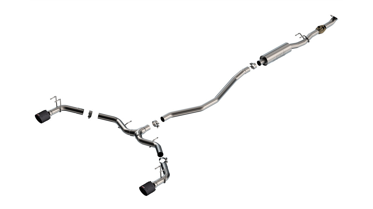 BORLA 140922CFBA Cat-Back Exhaust System S-TYPE 2.50", TIP 4.5" Carb,Fiber With Black Anodized Center for HONDA Civic 1.5L/ ACURA Integra 2022-2023 Photo-0