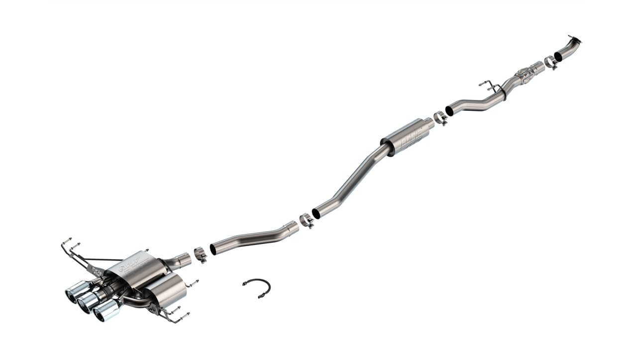 BORLA 140927 Exhaust system Cat-Back 2.75" ATAK 3 RD RL AC CR Tip 4" RD X 6.63", 4.5" RD X 4.75" for HONDA Civic Type R 2.0L 4 Cyl Turbo MT FWD 4DR Hatchback 2023 Photo-0