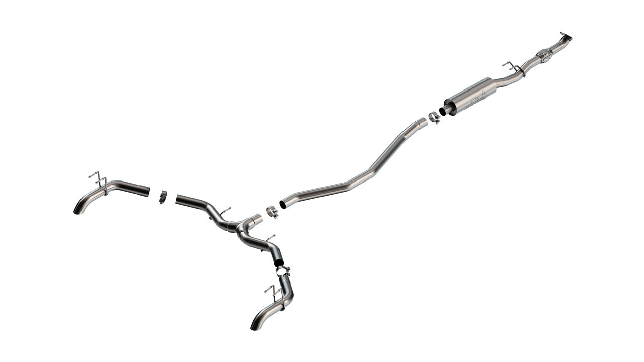 BORLA 140928 Cat-Back Exhaust System S-TYPE 2.50", TIP 2.50" Brushed T-304 Stainless Steel (TURN DOWN) for HONDA Civic EX/ Touring 1.5L 2022-2023 Photo-0