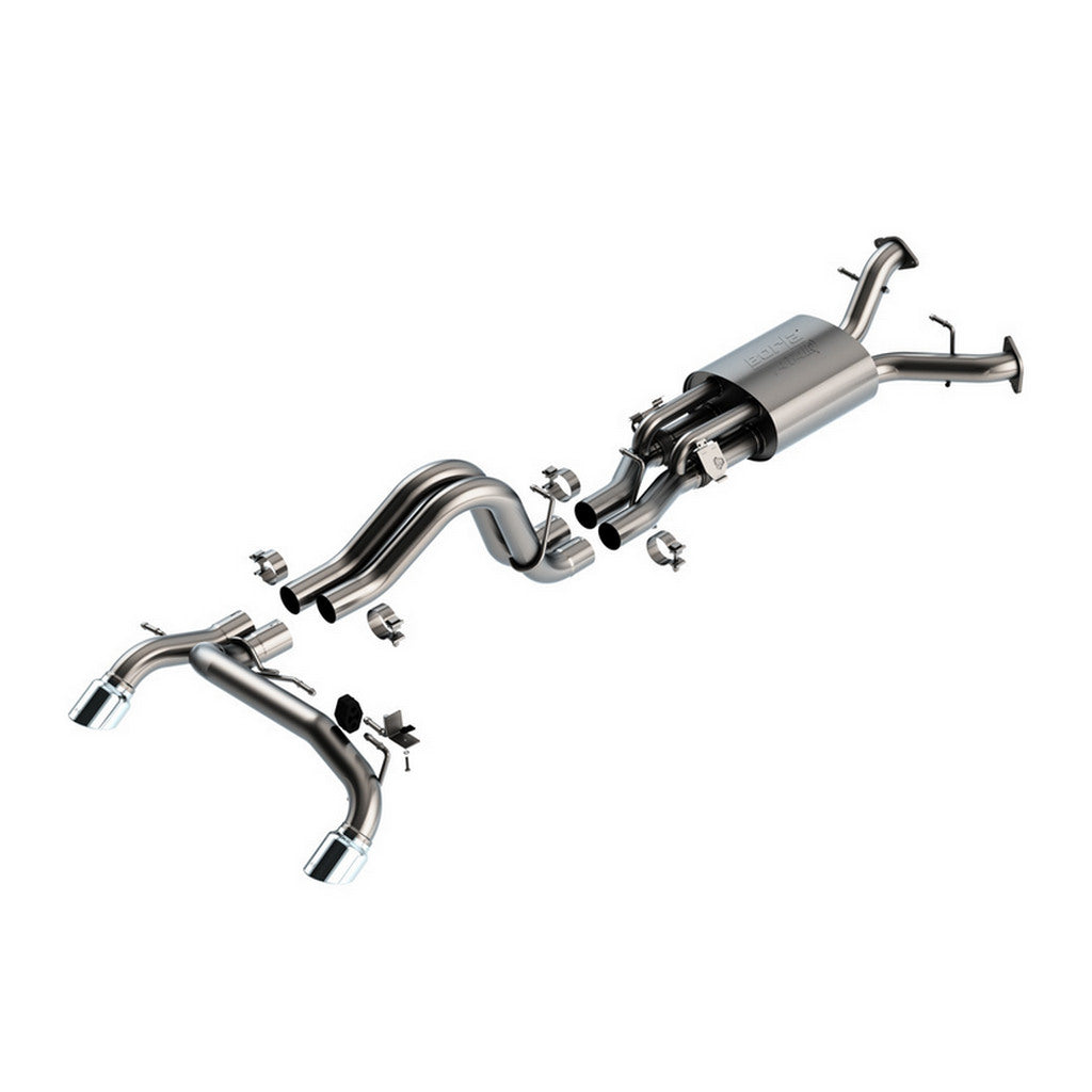 BORLA 140934 Exhaust System Cat-Back 2.75", ATAK (4" Bright Chrome Tips) for FORD Bronco Raptor 2022- Photo-0
