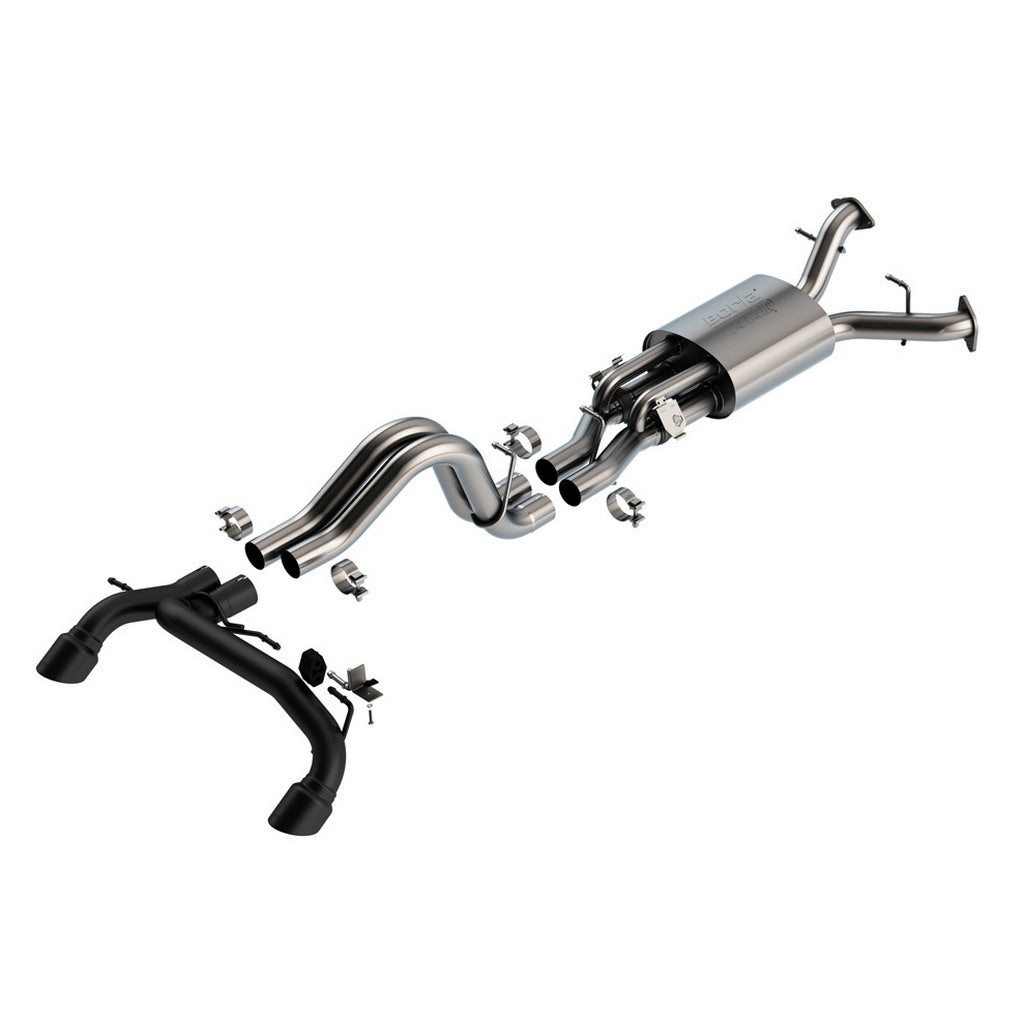 BORLA 140934CB Exhaust System Cat-Back 2.75", ATAK (4" Black Chrome Tips) for FORD Bronco Raptor 2022- Photo-0