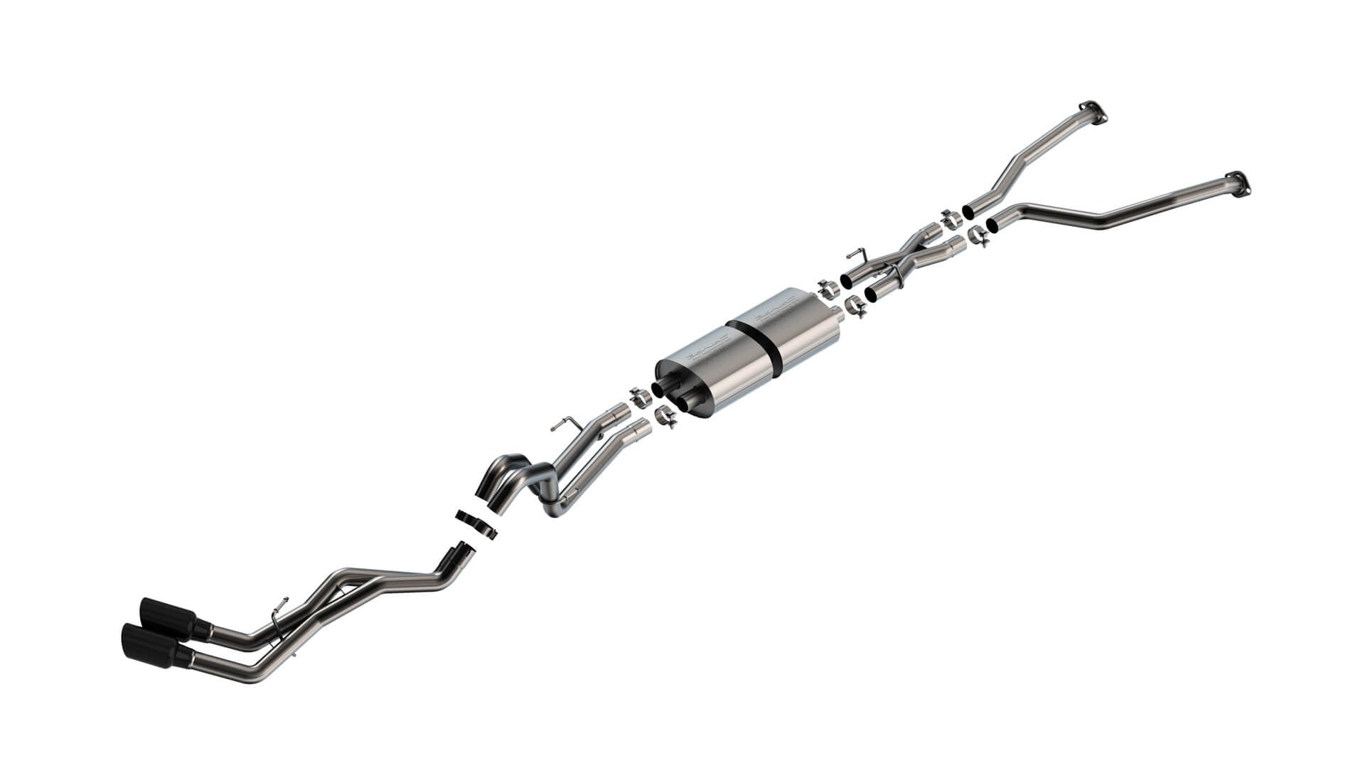 BORLA 140939BC Exhaust System Cat-Back "S-TYPE" D RD RL AC S 2.50" TIP: 4.50" RD X 10.00" BLACK CHROME for TOYOTA TUNDRA '22-'24 3.4L V6 AT 2+4WD 4DR CCSB+ECSTB WB 145.7" Photo-0