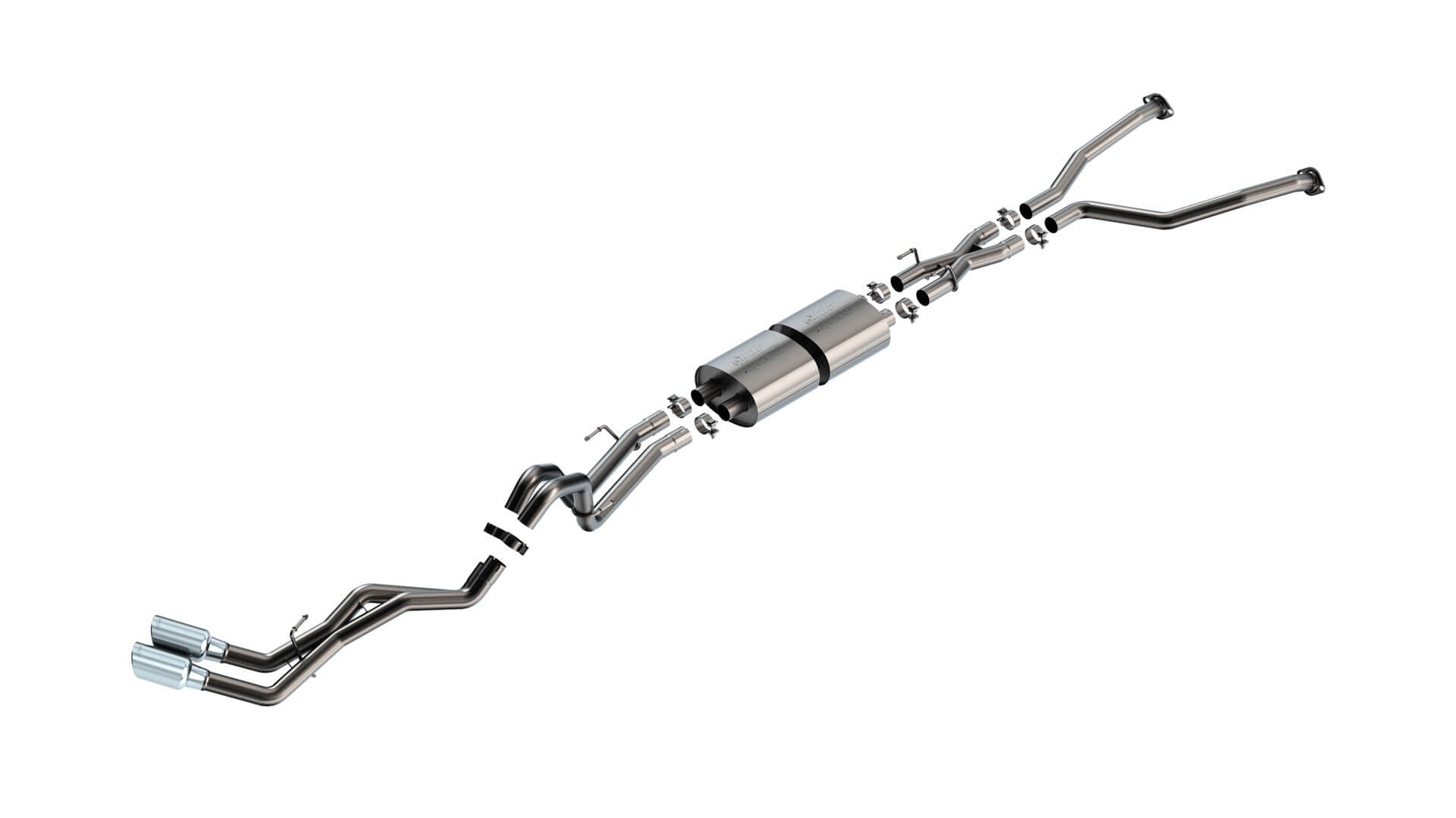 BORLA 140940 Exhaust System Cat-Back "ATAK" D RD RL AC S 2.50" TIP: 4.50" RD X 10.00" CHROME for TOYOTA TUNDRA '22-'24 3.4L V6 AT 2+4WD 4DR CCSB+ECSTB WB 145.7" Photo-0
