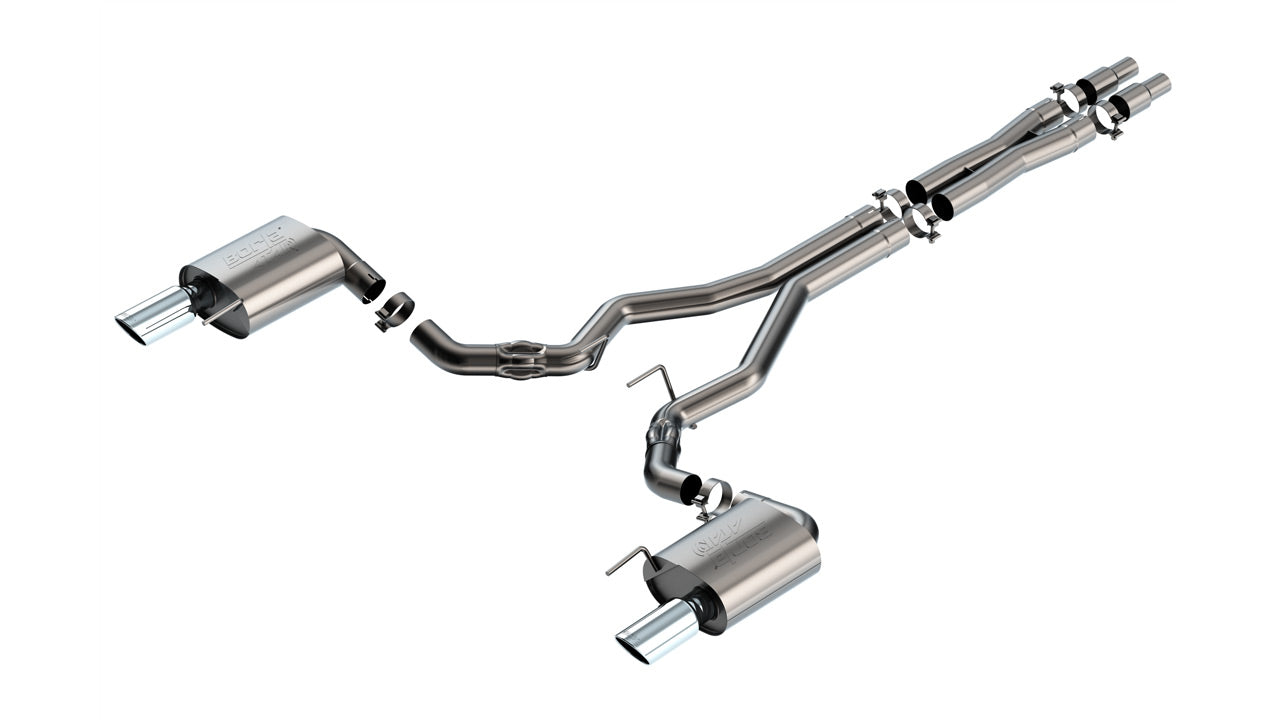 BORLA 140961 Exhaust system Cat-Back ATAK 3" S RD RL AC SR Tip: 4" RD X 10.50" (Non-active exhaust) for FORD Mustang GT 5.0L V8 2024 Photo-0