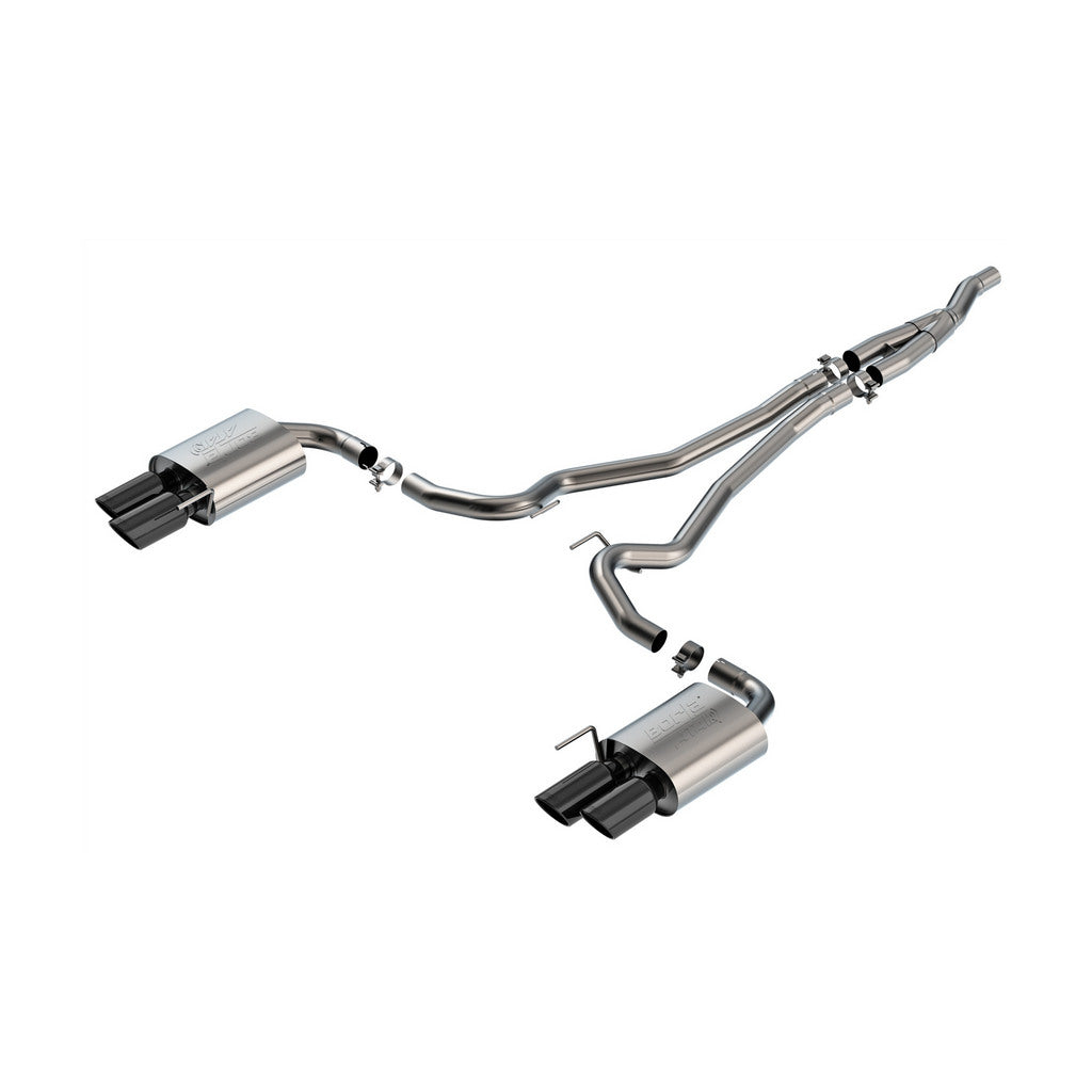 BORLA 140982BC Cat-Back Exhaust System 2.50" ATAK (4" Black Chrome Tips) for FORD Mustang 2.3L EcoBoost 2024 Photo-0