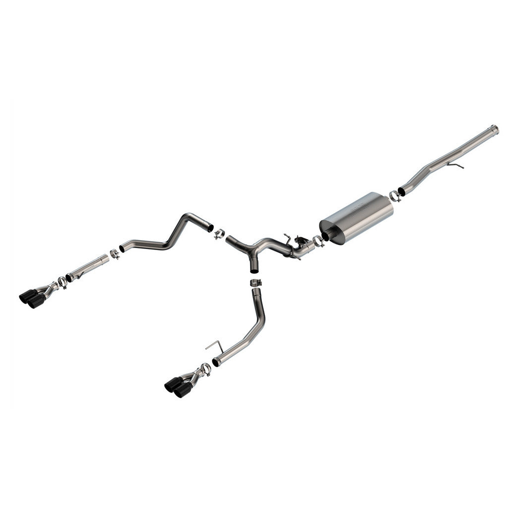 BORLA 140991BC Cat-Back Exhaust System 2.75" Touring (3.5" Black Chrome Tips) for CHEVROLET Silverado 1500 2024 / GMC Sierra 1500 2024 Photo-0
