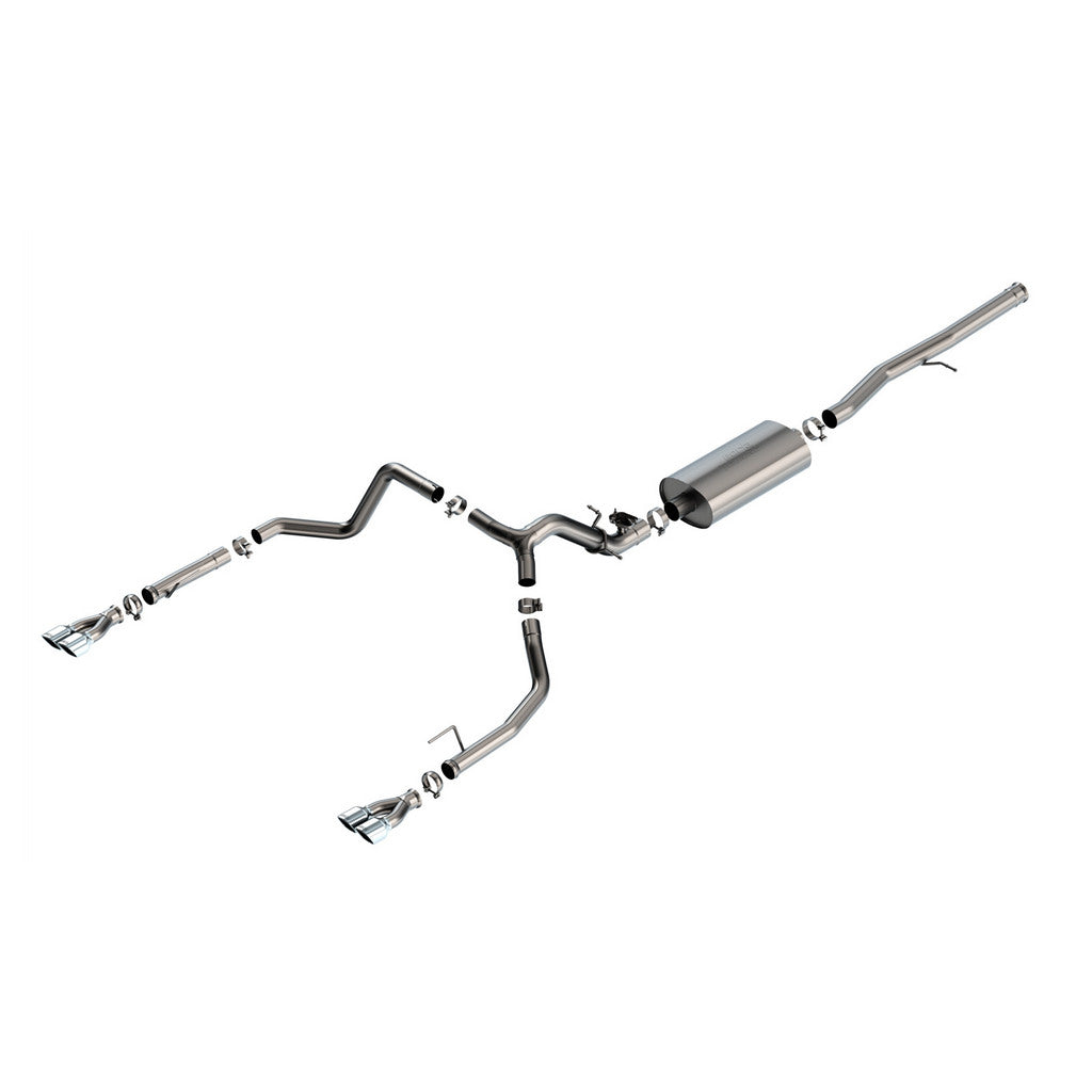 BORLA 140992 Cat-Back Exhaust System 2.75" Touring (3.5" x 3.28" Bright Chrome Tips) for CHEVROLET Silverado 1500 2024 / GMC Sierra 1500 2024 Photo-0