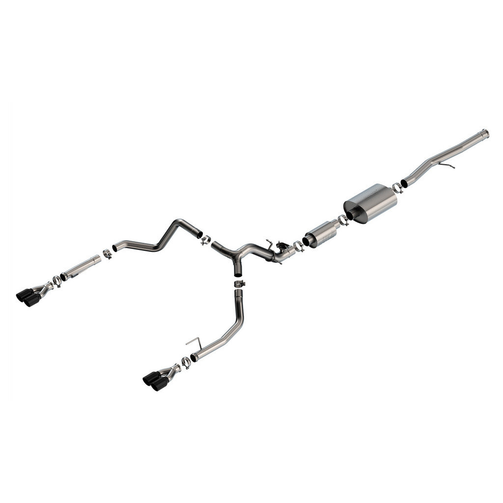 BORLA 140994BC Cat-Back Exhaust System 2.75" S-Type (3.5" Black Chrome Tips) for CHEVROLET Silverado 1500 2024 / GMC Sierra 1500 2024 Photo-0