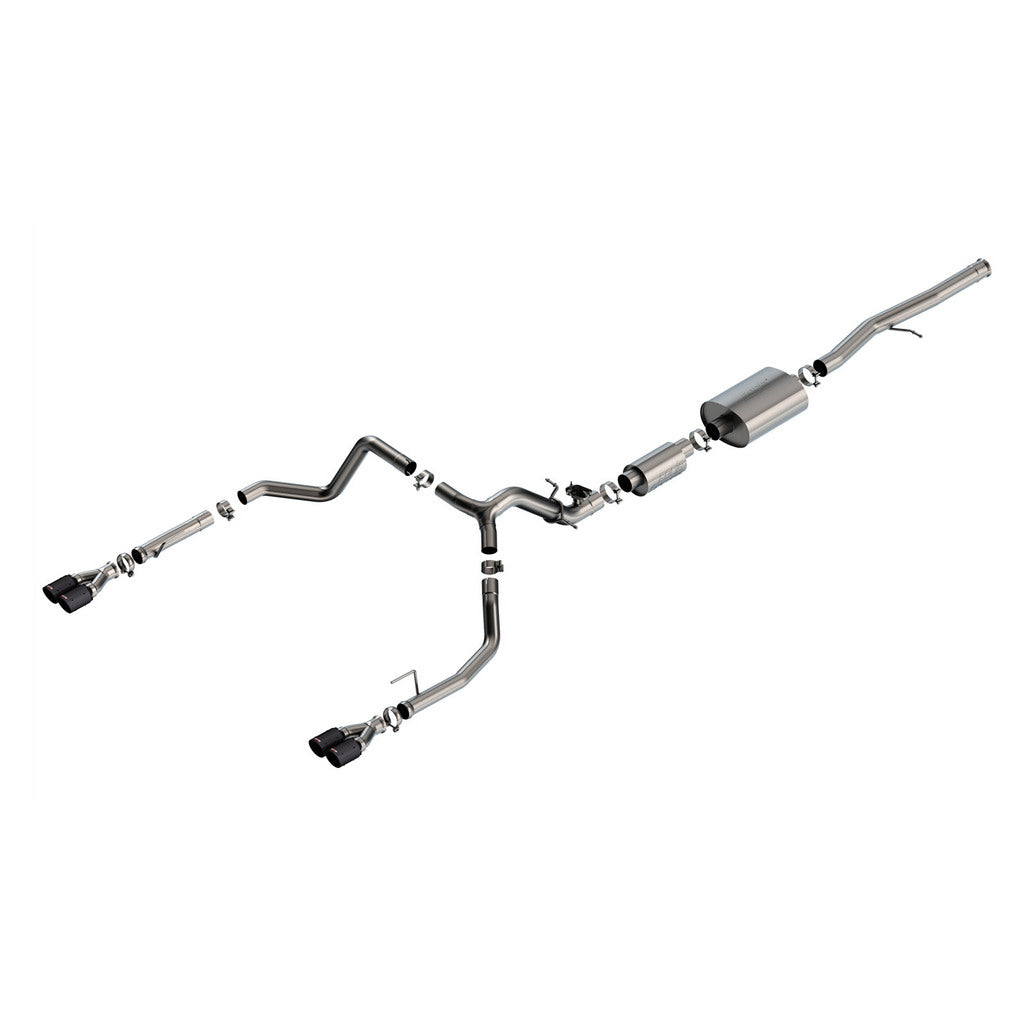 BORLA 140994CFBA Cat-Back Exhaust System 2.75" S-Type (3.5" Carbon Fiber Tips) for CHEVROLET Silverado 1500 2024 / GMC Sierra 1500 2024 Photo-0