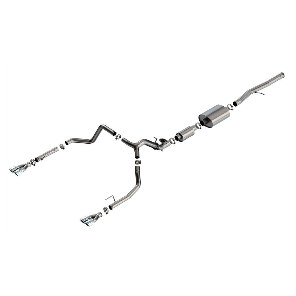 BORLA 140995 Cat-Back Exhaust System 2.75" S-Type (3.5" x 3.28" Bright Chrome Tips) for CHEVROLET Silverado 1500 2024 / GMC Sierra 1500 2024 Photo-0