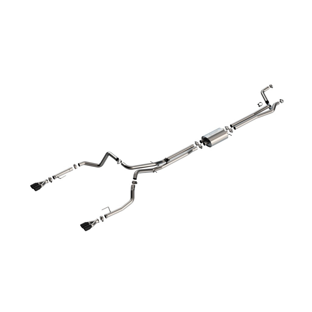 BORLA 141000BC Cat-Back Exhaust System 2.75", S-Type (3.5" RD x 6" Black Chrome Tips) for CHEVROLET Silverado 1500 / GMC Sierra 1500 6.2L V8 2024 Photo-0