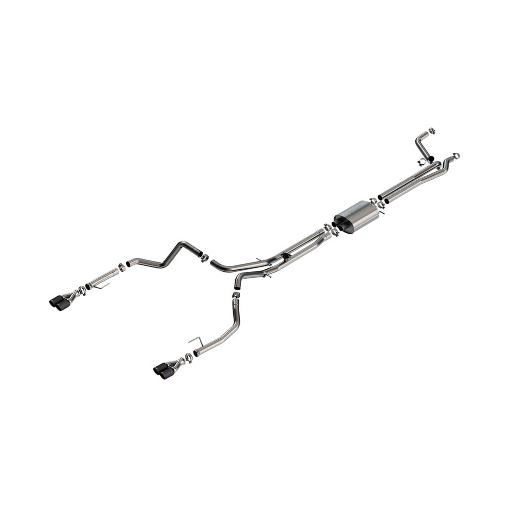 BORLA 141000CFBA Cat-Back Exhaust System 2.75", S-Type (3.5" RD x 5.62" Carbon Fiber Black Anodized Tips) for CHEVROLET Silverado 1500 / GMC Sierra 1500 6.2L V8 2024 Photo-0