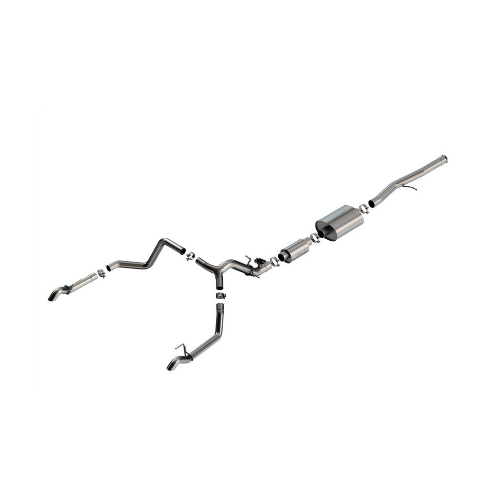 BORLA 141003 Cat-Back Exhaust System 2.75" S-Type (2.25" Brushed Stainless Steel Tips) for CHEVROLET Silverado 1500 ZR2 / GMC Sierra 1500 AT4X 6.2L 2024 Photo-0