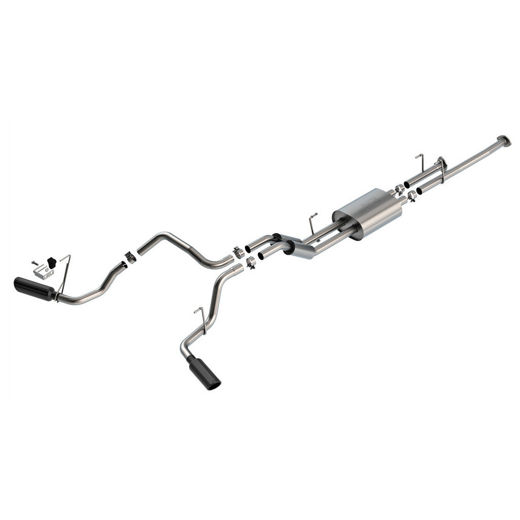 BORLA 141023BC Exhaust System Cat-Back 2.25", S-Type (4" Black Chrome Tips) for TOYOTA Tundra 4.6L / 5.7L V8 2009-2021 Photo-0