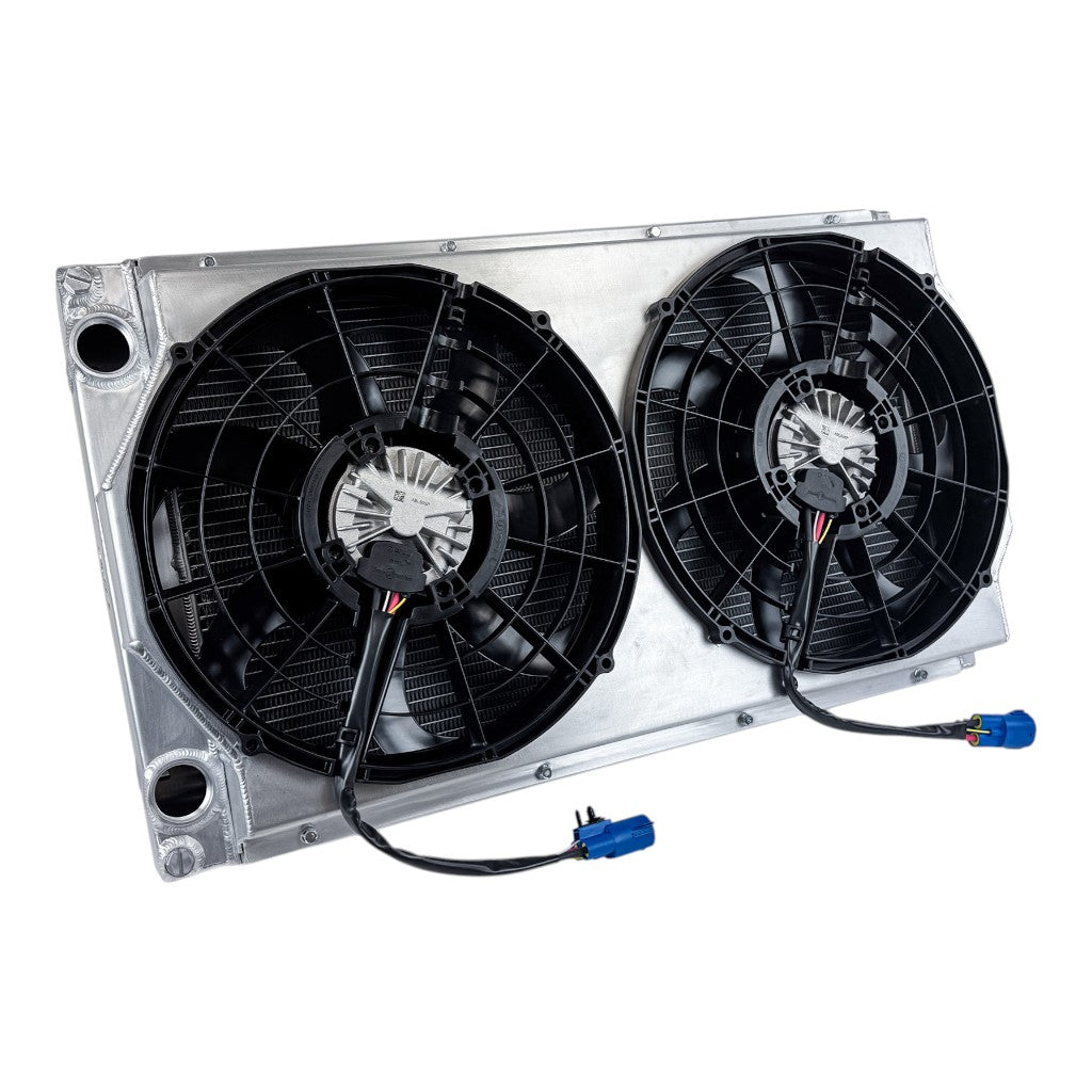 CSF 8374 Motorsport Dual-Pass Radiator with Shroud + 14" SPAL Brushless Fans and Harnesses Photo-0