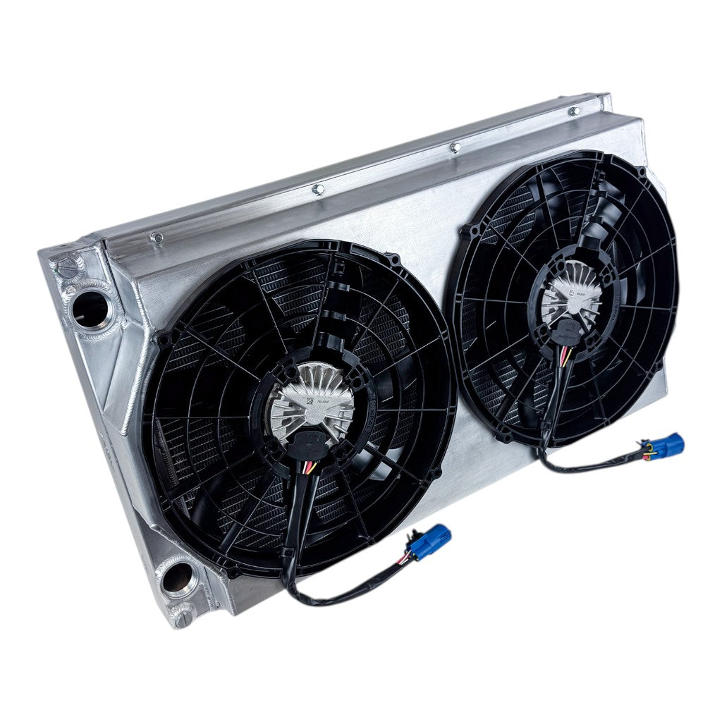 CSF 8374 Motorsport Dual-Pass Radiator with Shroud + 14" SPAL Brushless Fans and Harnesses Photo-1