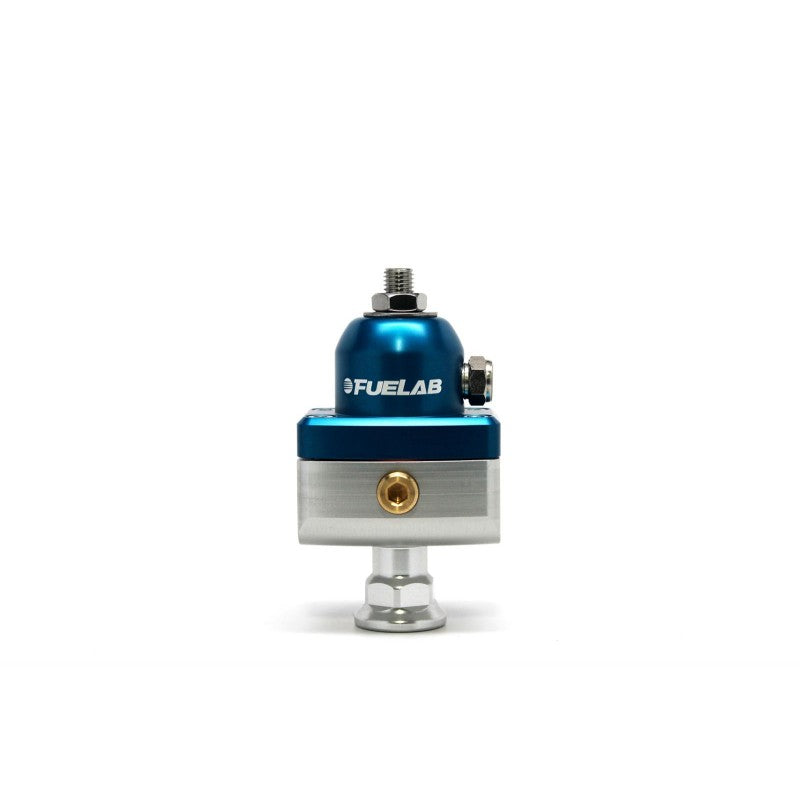 FUELAB 55503-3 Fuel Pressure Regulator Blocking Style Carbureted (10-25 psi, 8AN-In, 8AN-Out) Blue Photo-0