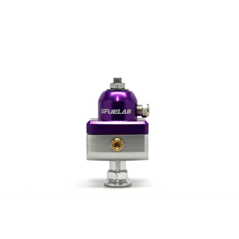 FUELAB 57501-4 Mini Fuel Pressure Regulator Blocking Style Carbureted (4-12 psi, 6AN-In, 6AN-Out) Purple Photo-0