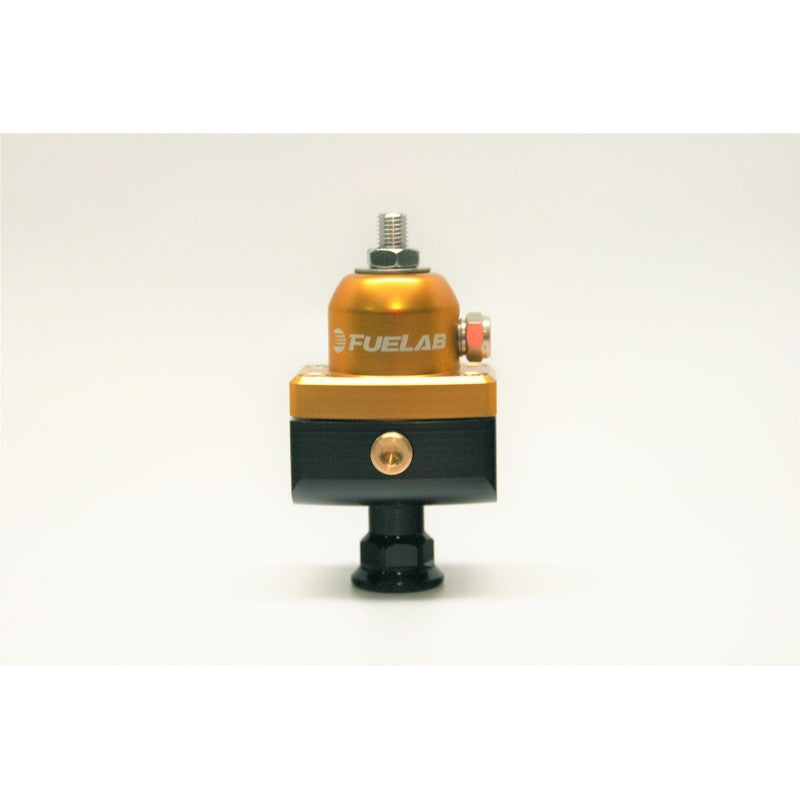 FUELAB 55502-5 Fuel Pressure Regulator Blocking Style Carbureted (1-3 psi, 8AN-In, 8AN-Out) Gold Photo-0