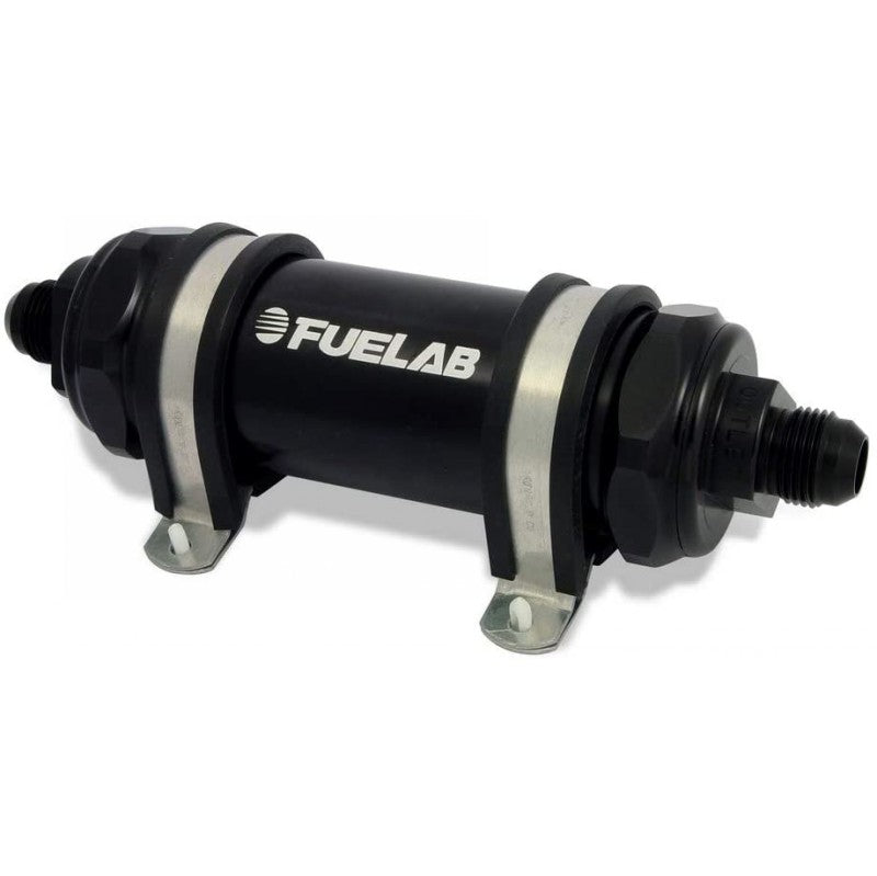 FUELAB 82831-1 In-Line Fuel Filter (6AN in/out, 5 inch 6 micron fiberglass element) Black Photo-0