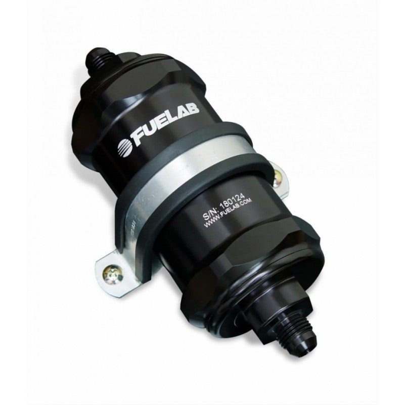 FUELAB 81804-1 In-Line Fuel Filter (12AN in/out, 3 inch 10 micron paper element) Black Photo-0