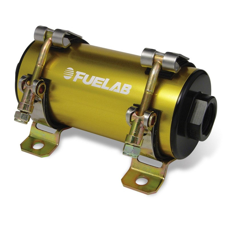 FUELAB 41401-5 EFI In-Line Fuel Pump PRODIGY (105 GPH @ 45 PSI, 125 PSI max, up to 1050 HP) Gold Photo-0