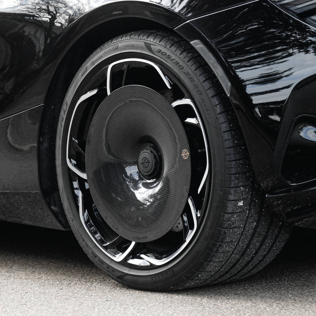 GOLD LEAF ADEVO-MCL750S-GL-CD Wheel Covers Aero Disc EVO (Carbon / Gloss / Custom Decal) for MCLAREN 750S OEM Wheels Photo-13